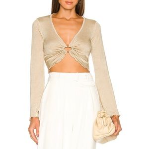 NWOT Gold Long Sleeve Crop Top